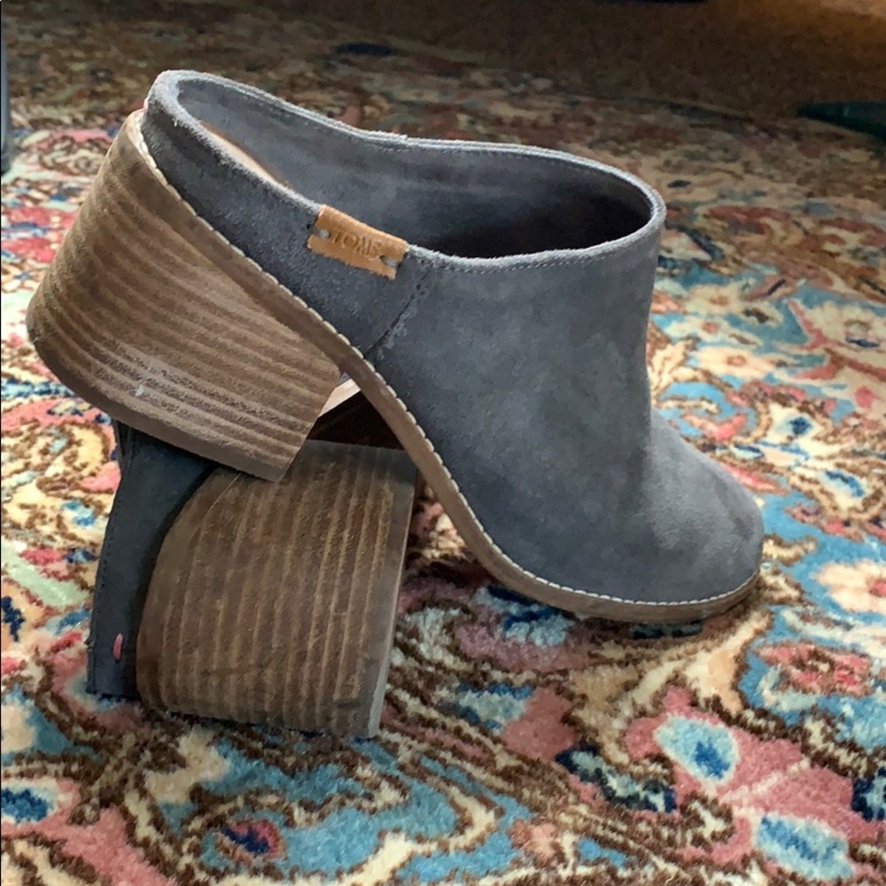 Toms Leila Grey Stacked Heel Mule